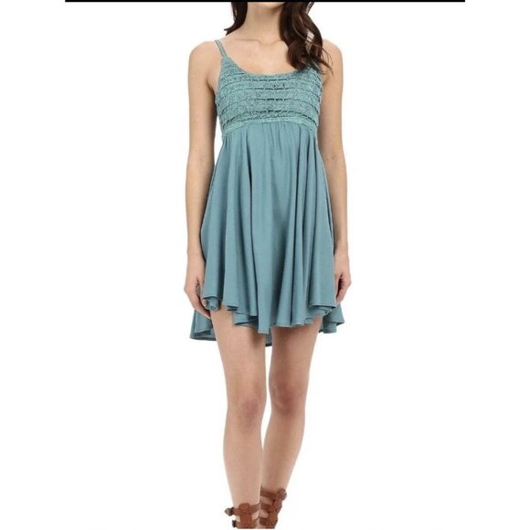 O’Neill Crochet Detail Mini Dress — Teal, Size L | Whimsycore / Coquette - Picture 1 of 9